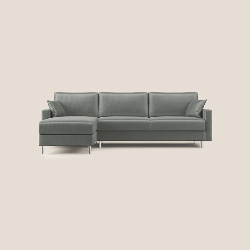 Andromeda canapé-lit d’angle en velours doux imperméable T01 gris clair