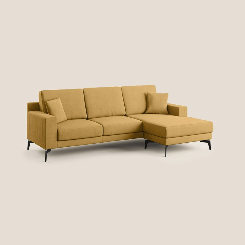 Prestige canapé d'angle moderne réversible en microfibre détachable T11 jaune