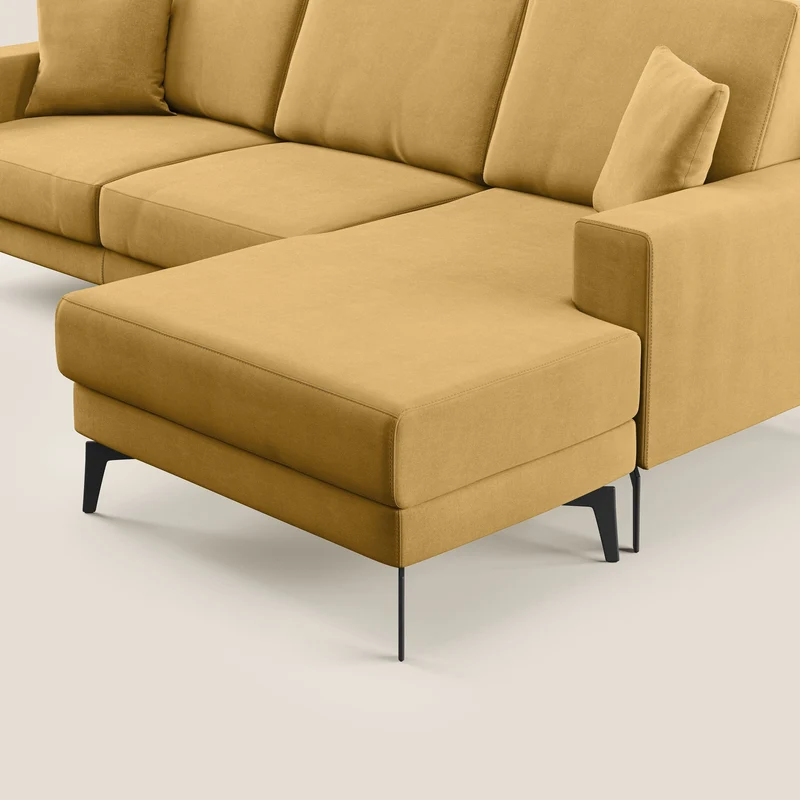 Prestige canapé d'angle moderne réversible en microfibre détachable T11 jaune