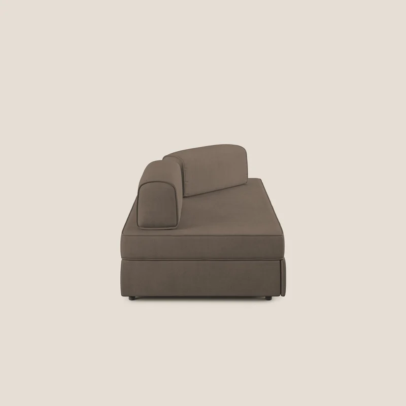Liberty canapé avec pouf extractible et dossier amovible en tissu doux imperméable T02 marron