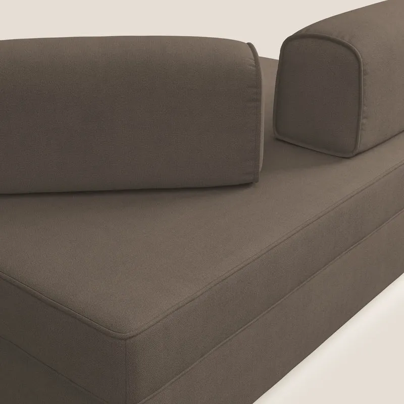 Liberty canapé avec pouf extractible et dossier amovible en tissu doux imperméable T02 marron