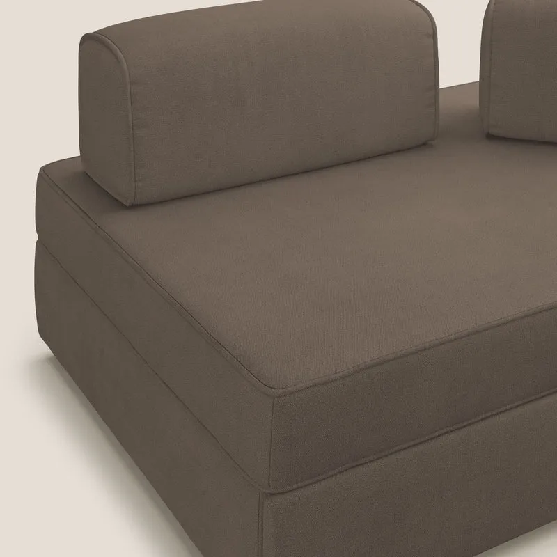 Liberty canapé avec pouf extractible et dossier amovible en tissu doux imperméable T02 marron