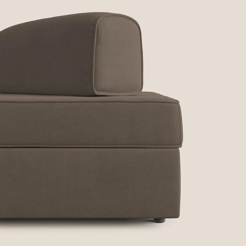 Liberty canapé avec pouf extractible et dossier amovible en tissu doux imperméable T02 marron