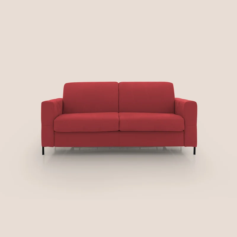 Ortensia canapé convertible matelas H 18cm et pieds hauts en élégante microfibre détachable T11 rouge