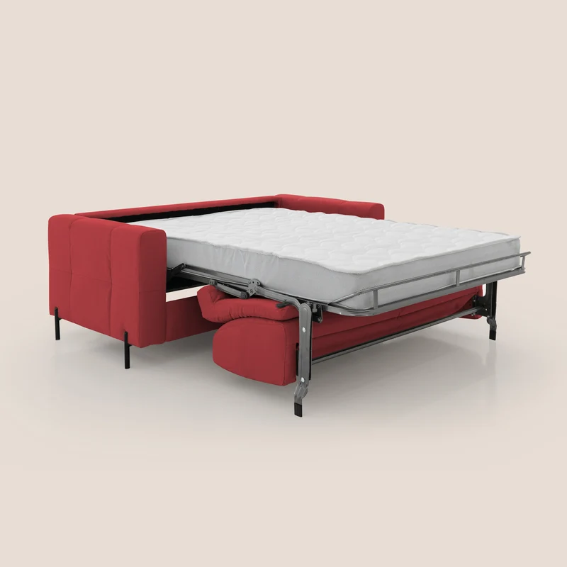 Ortensia canapé convertible matelas H 18cm et pieds hauts en élégante microfibre détachable T11 rouge