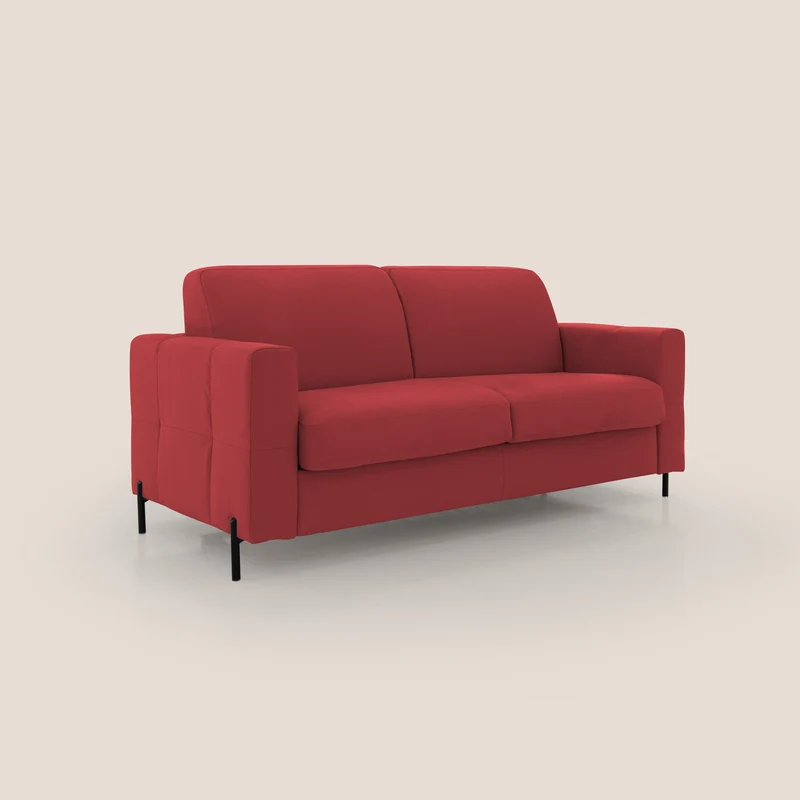 Ortensia canapé convertible matelas H 18cm et pieds hauts en élégante microfibre détachable T11 rouge