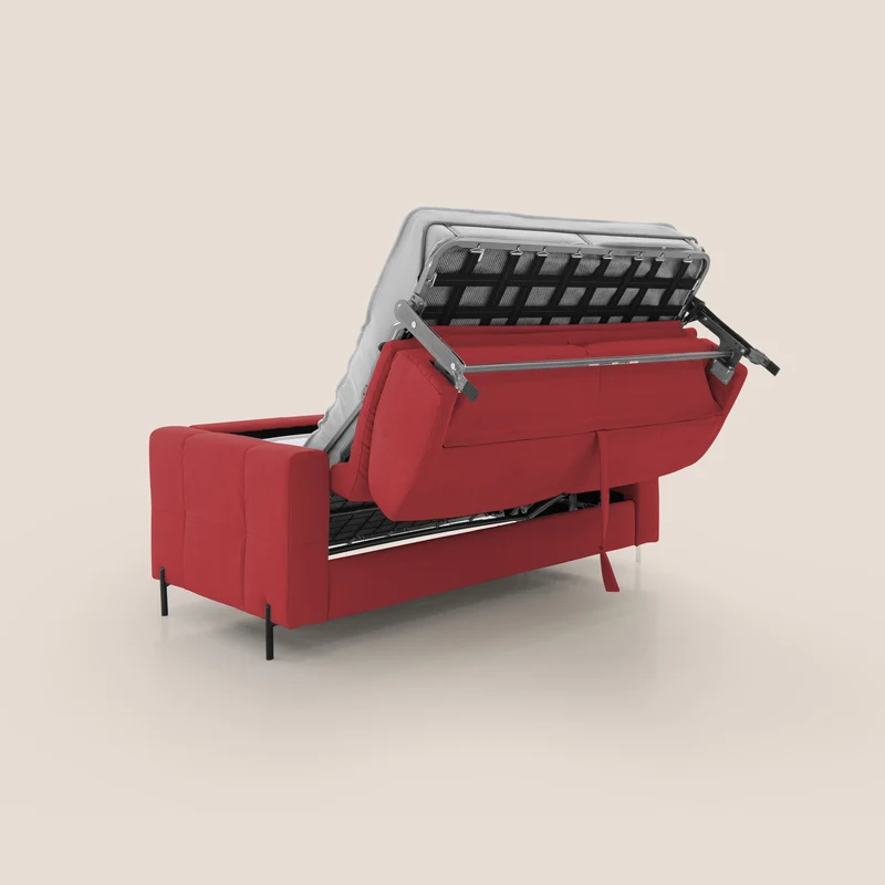 Ortensia canapé convertible matelas H 18cm et pieds hauts en élégante microfibre détachable T11 rouge