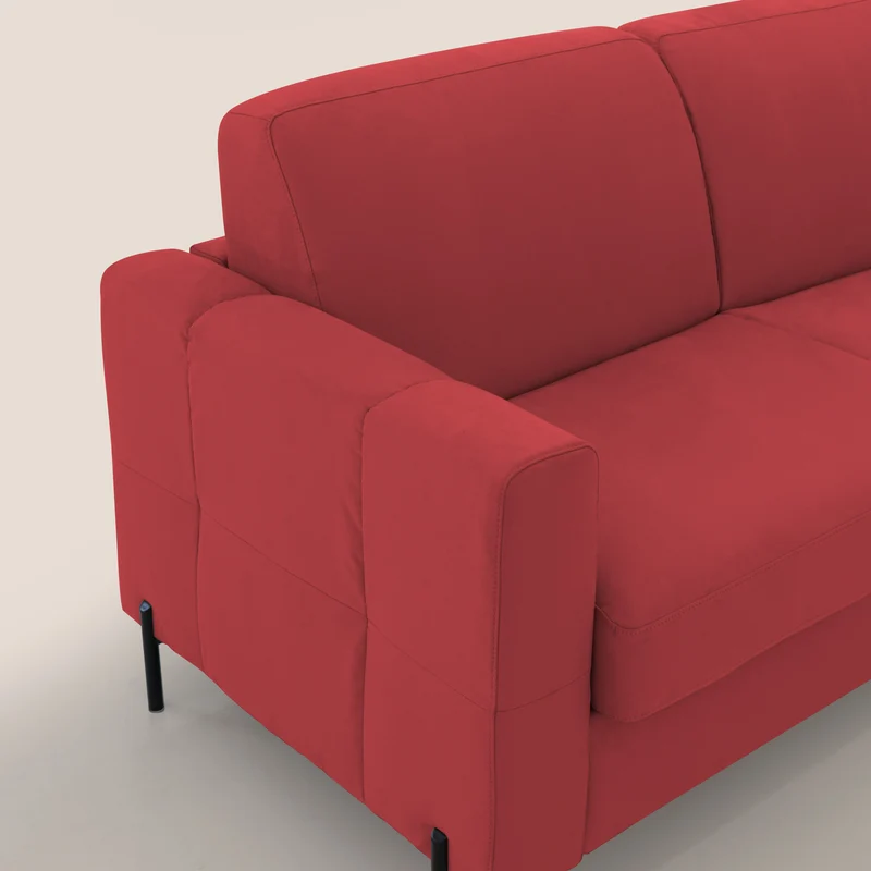 Ortensia canapé convertible matelas H 18cm et pieds hauts en élégante microfibre détachable T11 rouge