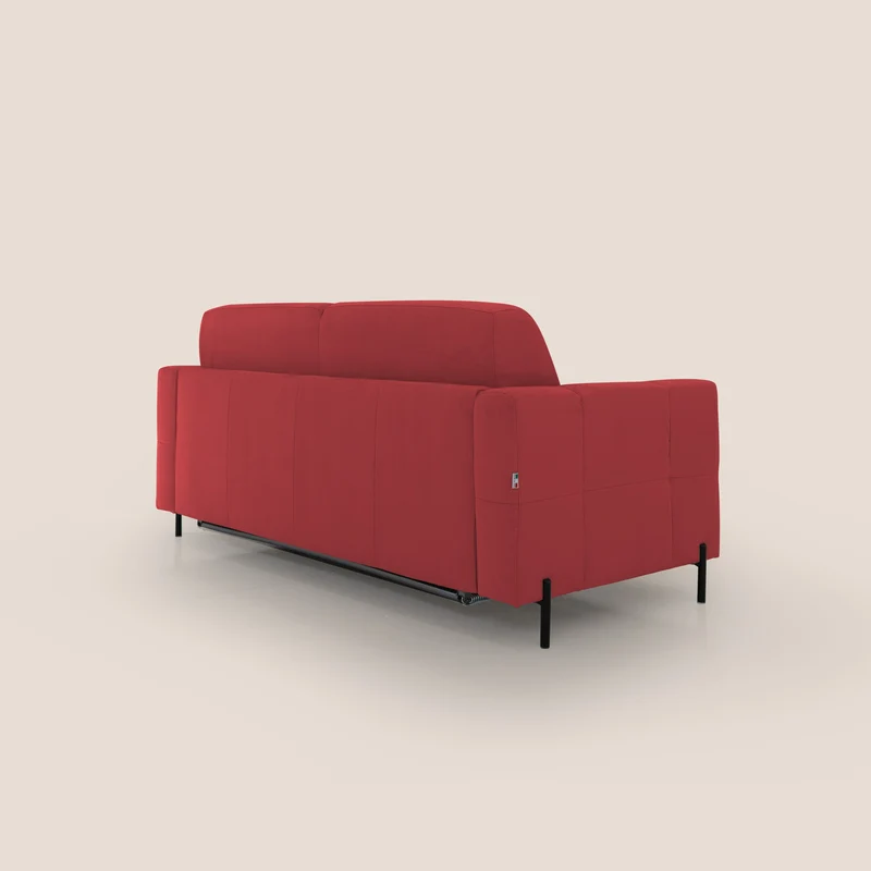 Ortensia canapé convertible matelas H 18cm et pieds hauts en élégante microfibre détachable T11 rouge