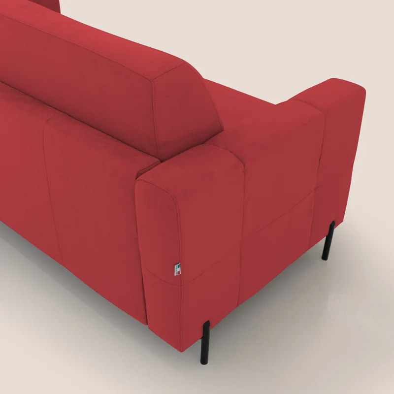 Ortensia canapé convertible matelas H 18cm et pieds hauts en élégante microfibre détachable T11 rouge