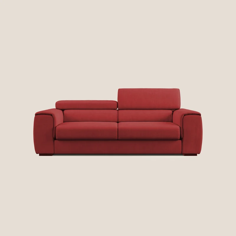 Zeno canapé linéaire avec pouf extractible en tissu doux imperméable T02 rouge