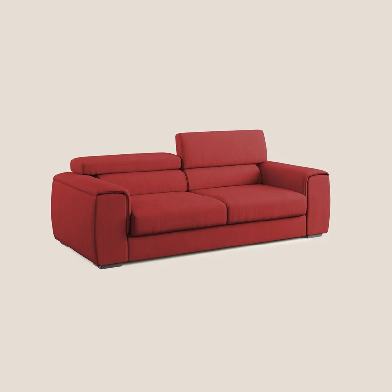 Zeno canapé linéaire avec pouf extractible en tissu doux imperméable T02 rouge