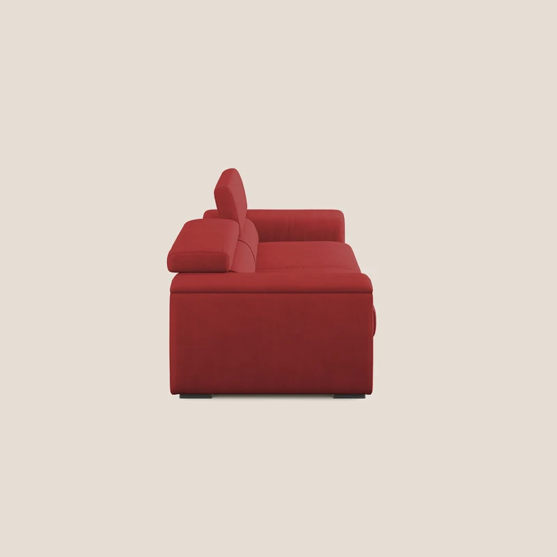 Zeno canapé linéaire avec pouf extractible en tissu doux imperméable T02 rouge