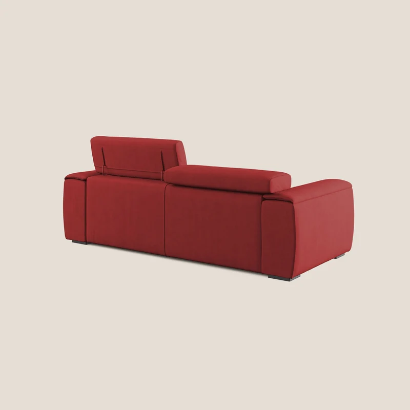 Zeno canapé linéaire avec pouf extractible en tissu doux imperméable T02 rouge