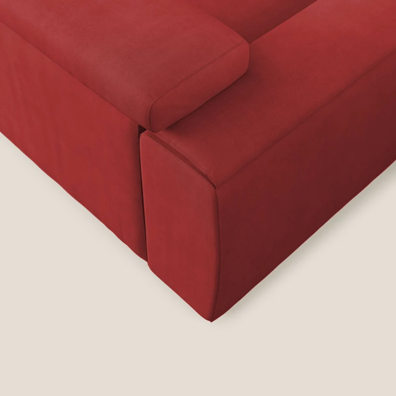 Zeno canapé linéaire avec pouf extractible en tissu doux imperméable T02 rouge