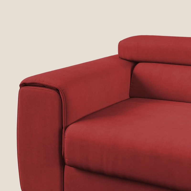 Zeno canapé linéaire avec pouf extractible en tissu doux imperméable T02 rouge