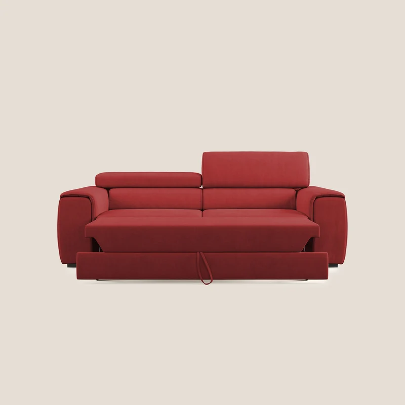 Zeno canapé linéaire avec pouf extractible en tissu doux imperméable T02 rouge