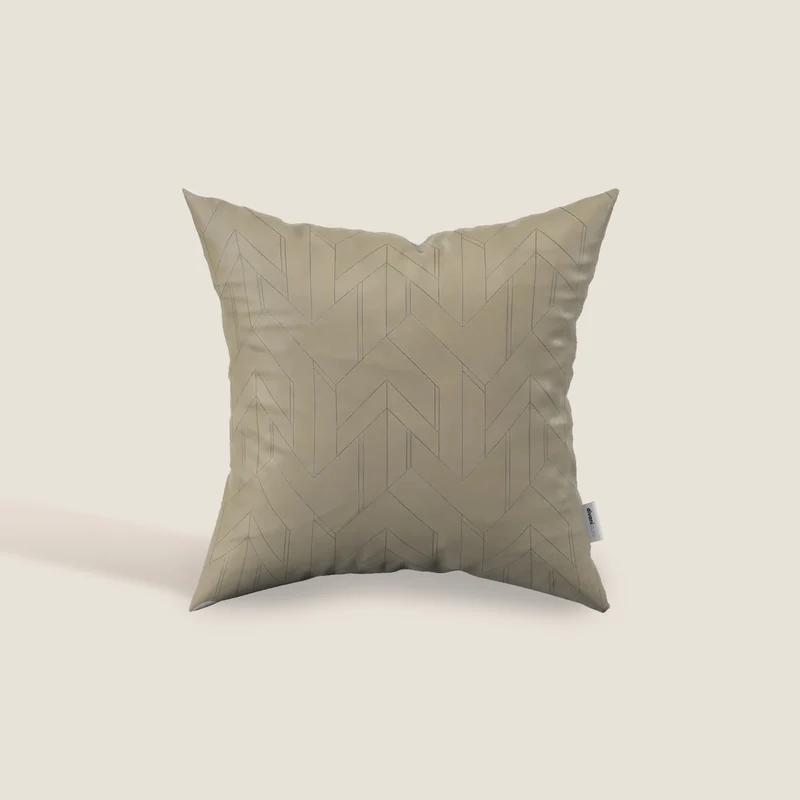 Geometrica coussins à fantaisie géométrique en velours imperméable beige