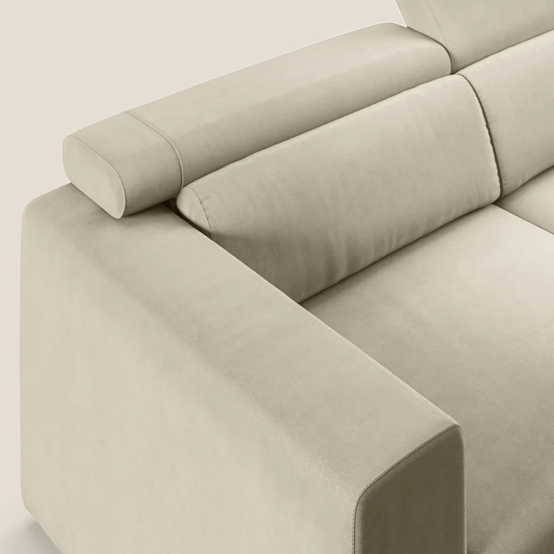 Vegas canapé avec têtières inclinables en microfibre imperméable T11 Taupe tortora