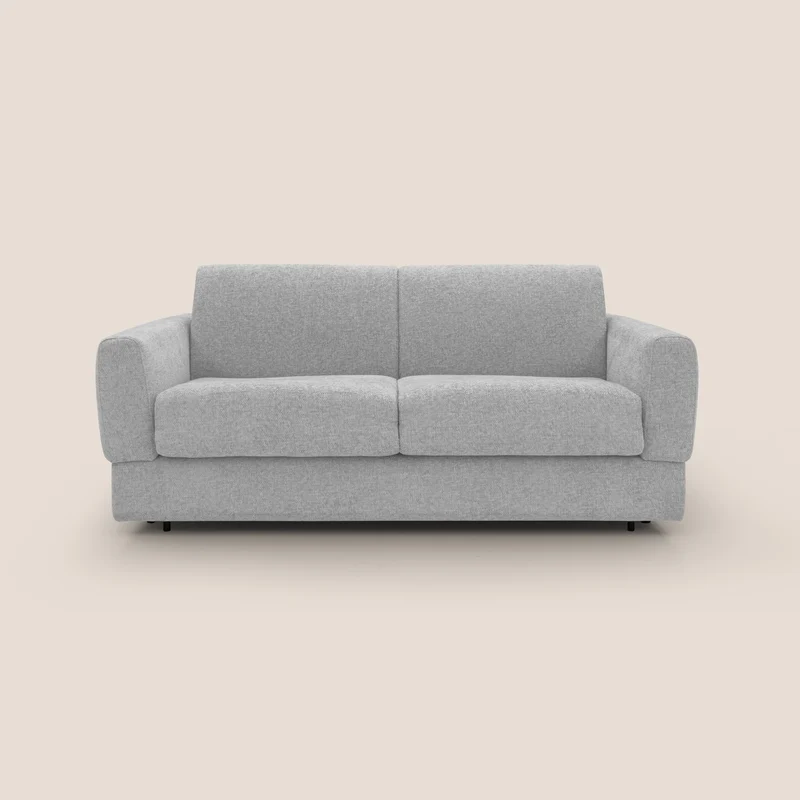 Happy Canapé convertible avec matelas H18 cm en tissu imperméable T10 gris clair