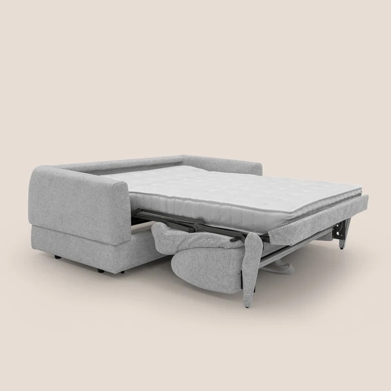 Happy Canapé convertible avec matelas H18 cm en tissu imperméable T10 gris clair