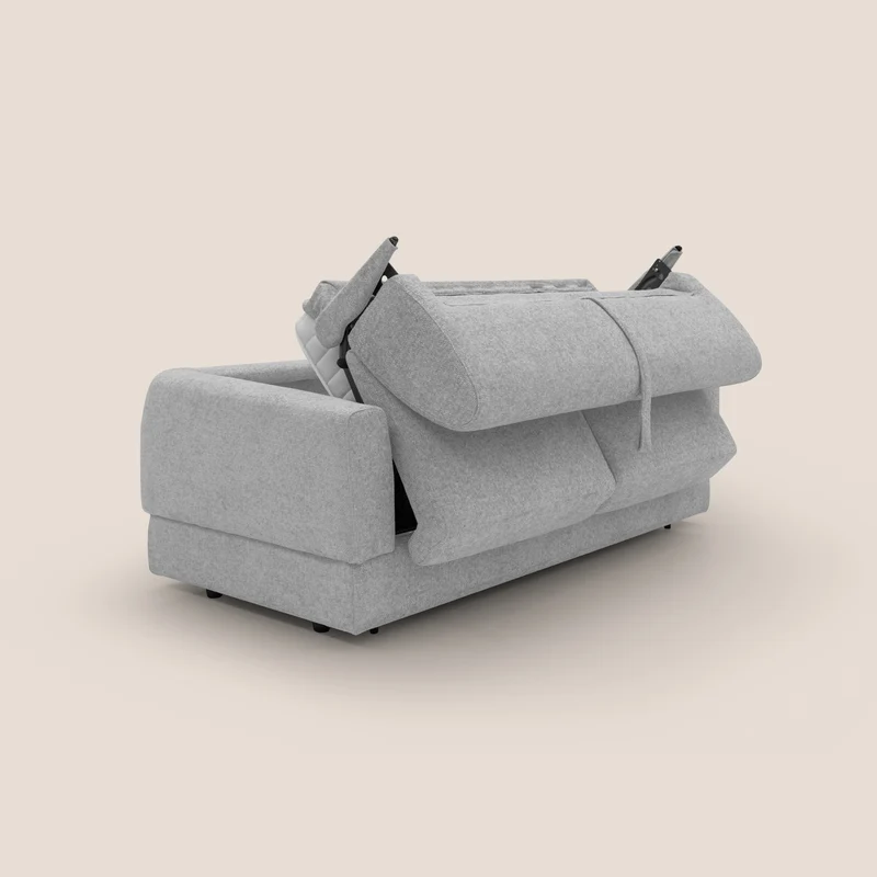 Happy Canapé convertible avec matelas H18 cm en tissu imperméable T10 gris clair