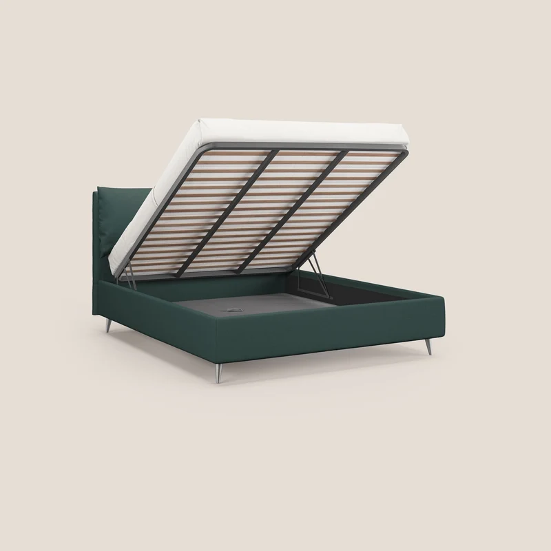 Elsa lit rembourré avec coffre de rangement en tissu détachable T05 vert