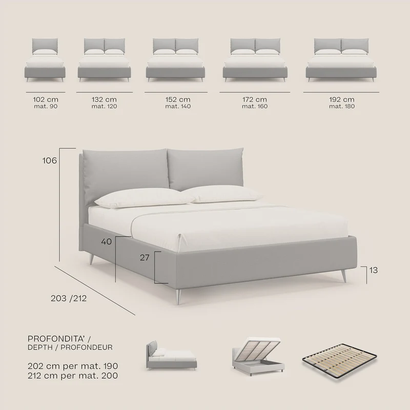 Elsa lit rembourré avec coffre de rangement en tissu détachable T05 vert