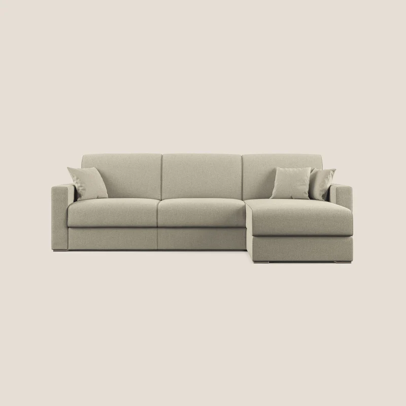 Best canapé-lit d’angle avec méridienne en tissu détachable QuickClean T08 panna
