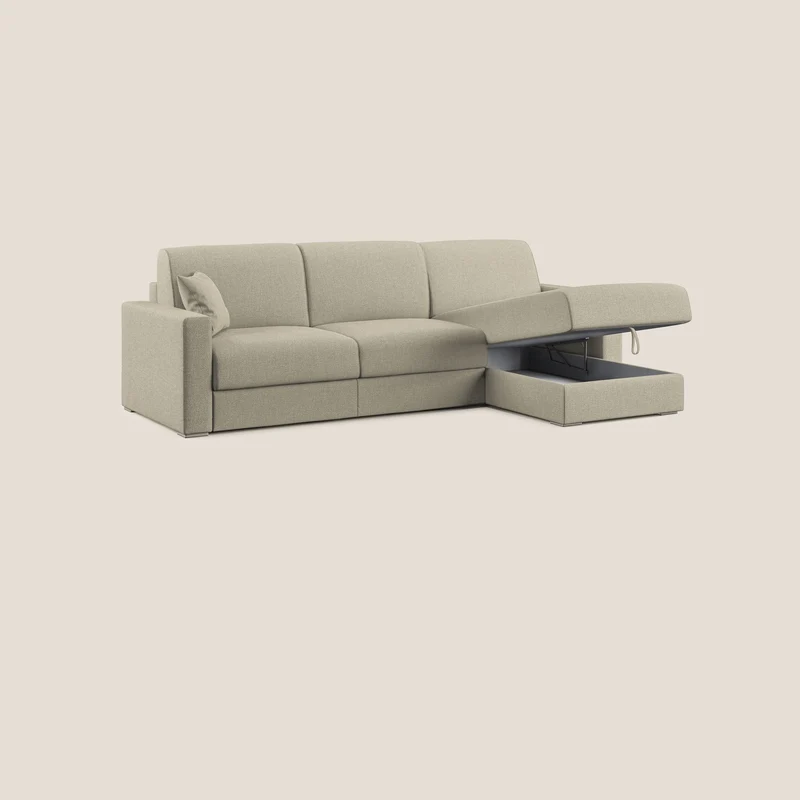 Best canapé-lit d’angle avec méridienne en tissu détachable QuickClean T08 panna