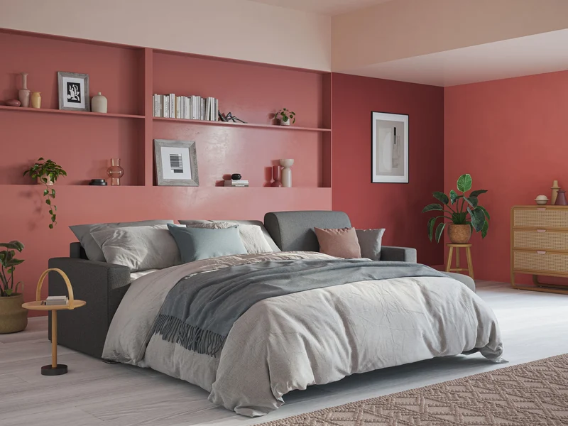 Best canapé-lit d’angle avec méridienne en tissu détachable QuickClean T08 panna