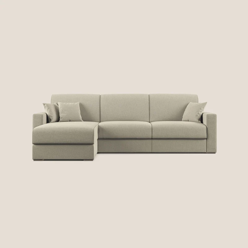 Best canapé-lit d’angle avec méridienne en tissu détachable QuickClean T08 panna