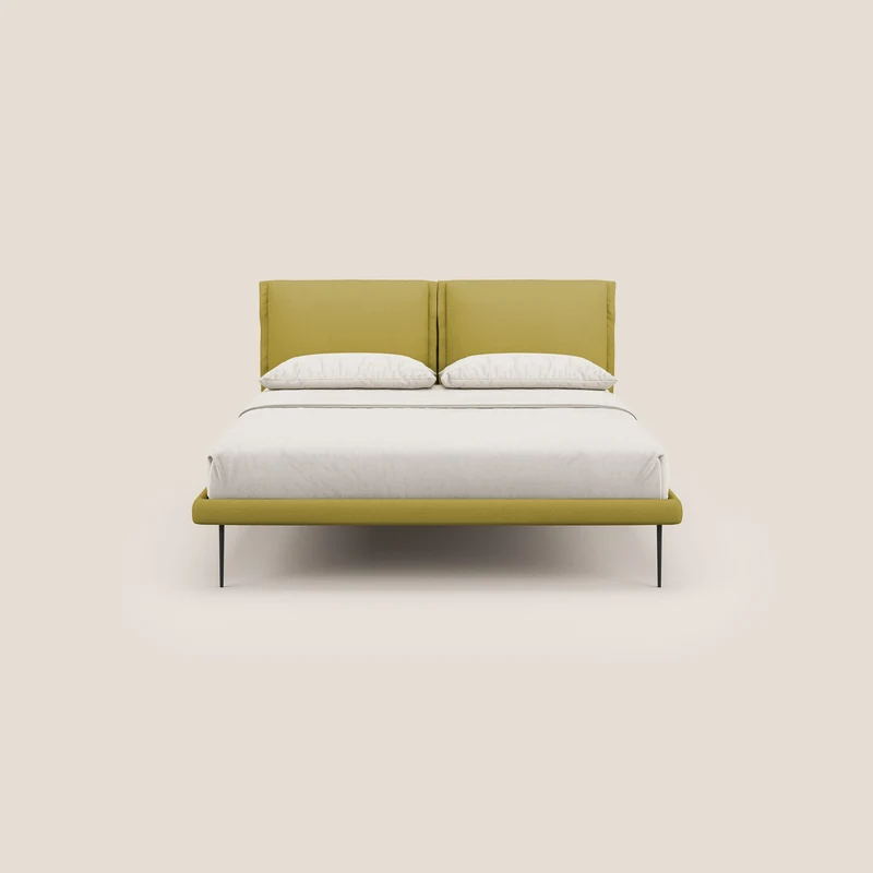 Noah lit avec coussins réglables et pieds hauts en métal en tissu détachable T05 jaune