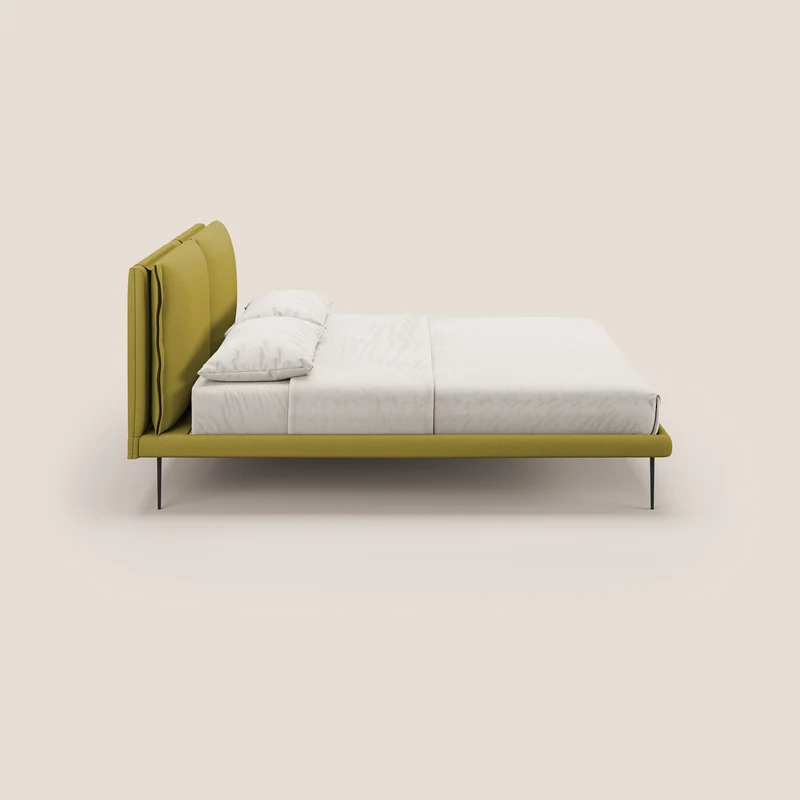 Noah lit avec coussins réglables et pieds hauts en métal en tissu détachable T05 jaune