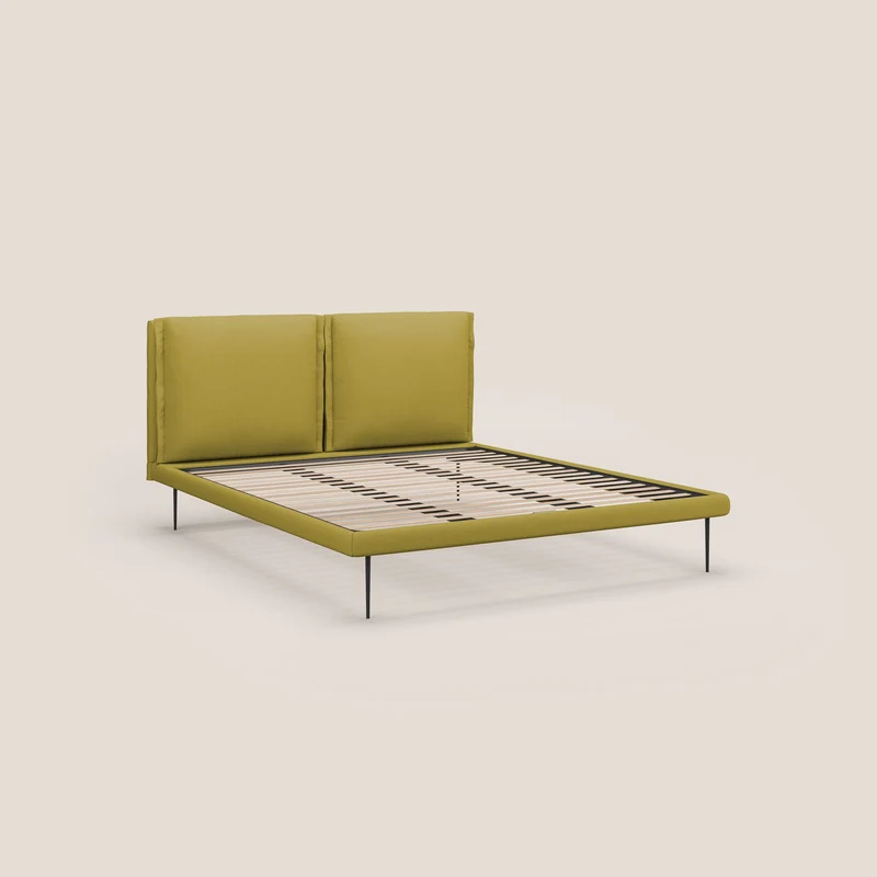 Noah lit avec coussins réglables et pieds hauts en métal en tissu détachable T05 jaune