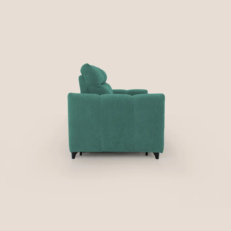 Peonia canapé convertible scandinave avec matelas H 18cm et dossier haut en bouclette imperméable T07 vert