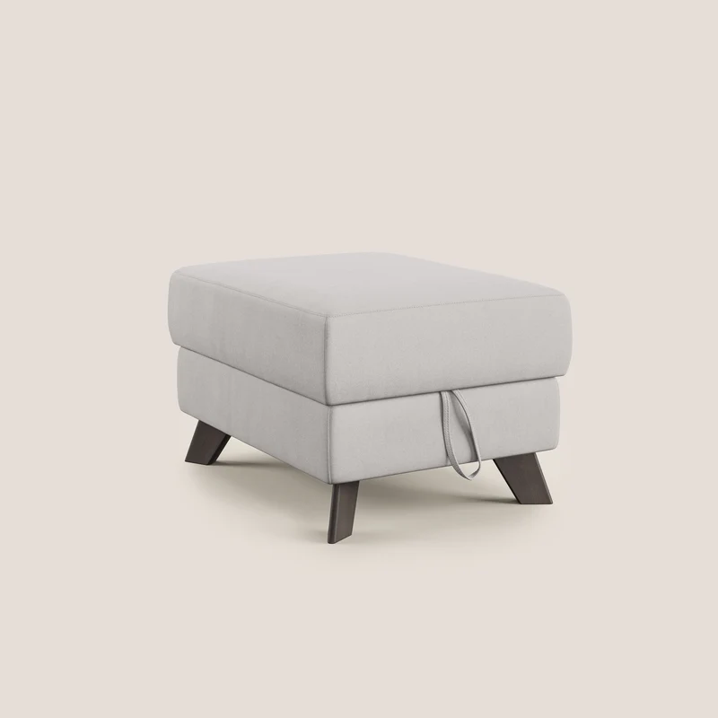 Moon Pouf coffre aux pieds hauts en microfibre imperméable T11 gris clair
