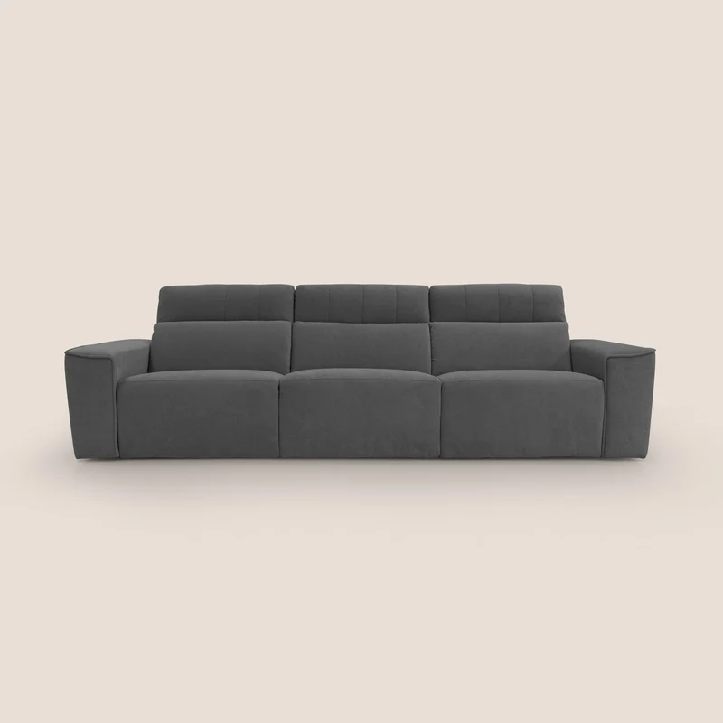 Clark Canapé modulable avec 3 assises et avec option relax électrique en tissu imperméable et détachable T17 anthracite