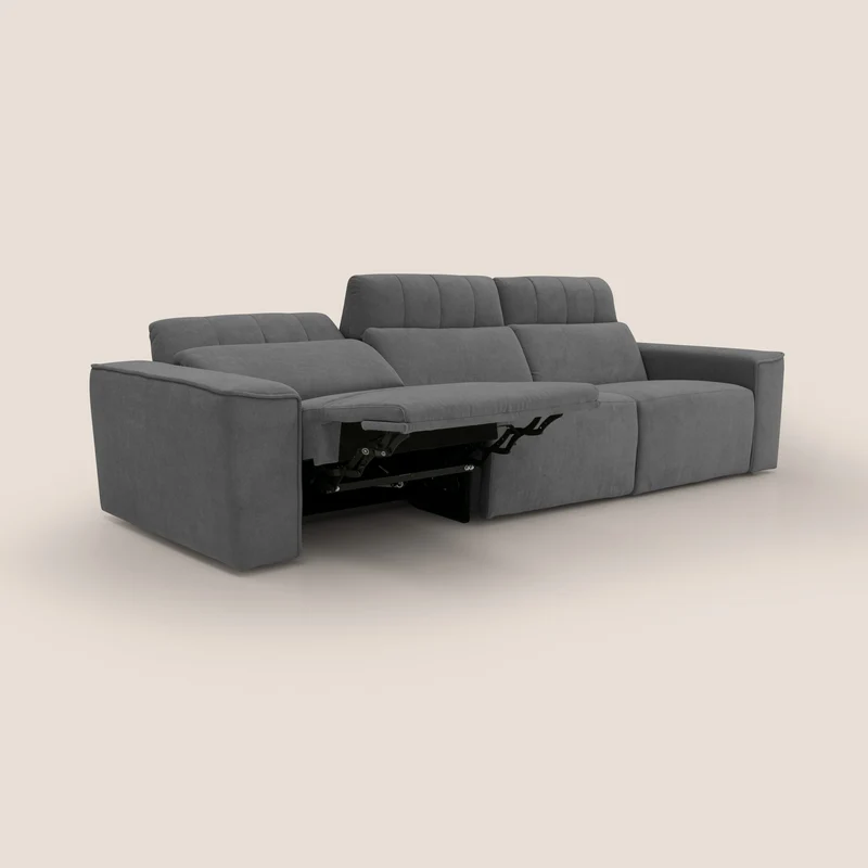 Clark Canapé modulable avec 3 assises et avec option relax électrique en tissu imperméable et détachable T17 anthracite