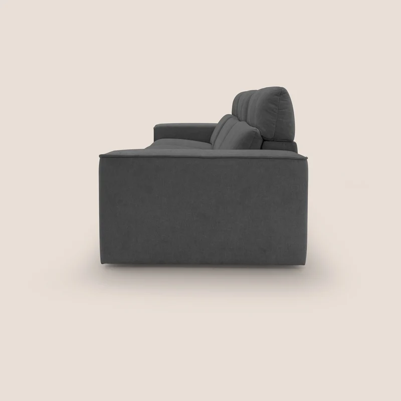 Clark Canapé modulable avec 3 assises et avec option relax électrique en tissu imperméable et détachable T17 anthracite