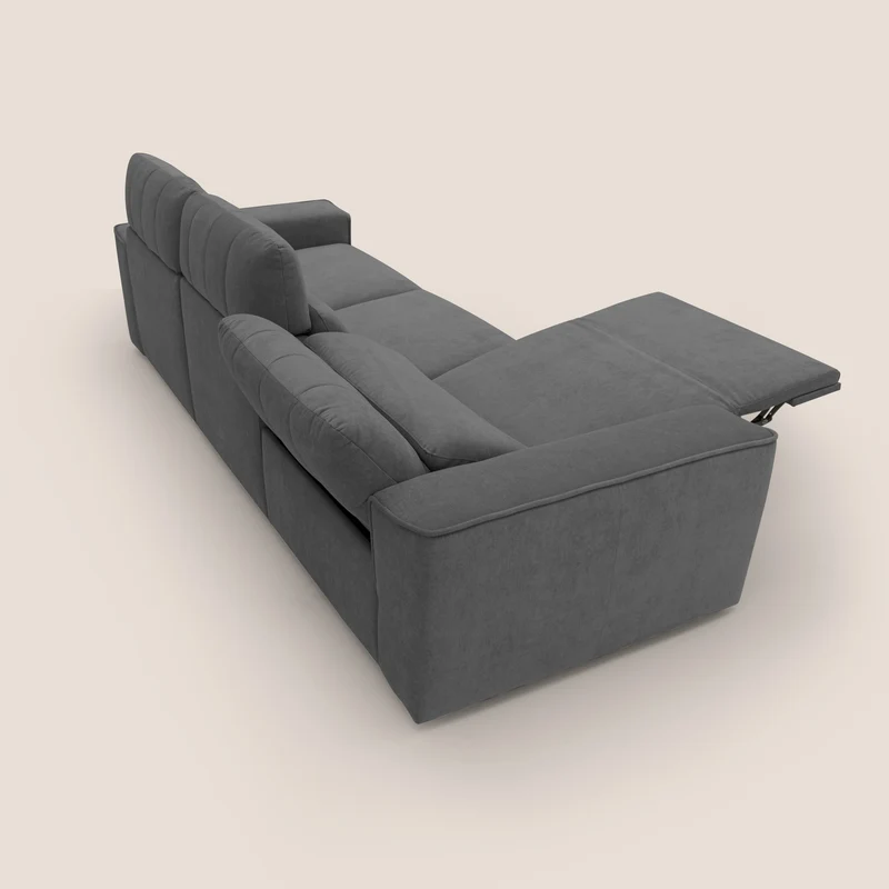 Clark Canapé modulable avec 3 assises et avec option relax électrique en tissu imperméable et détachable T17 anthracite