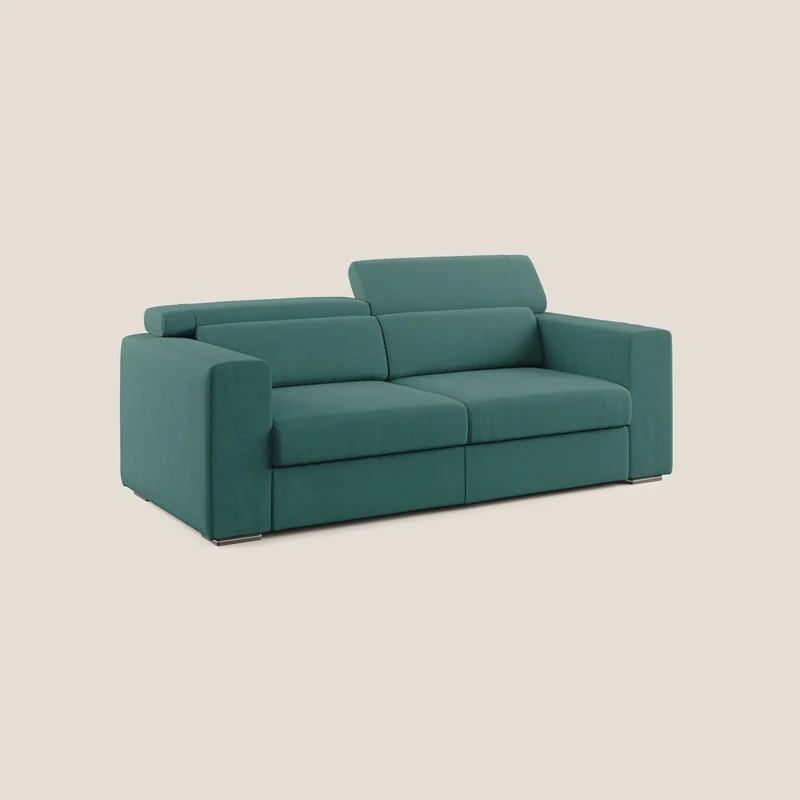 Vegas canapé avec têtières inclinables en microfibre imperméable T11 bleu canard