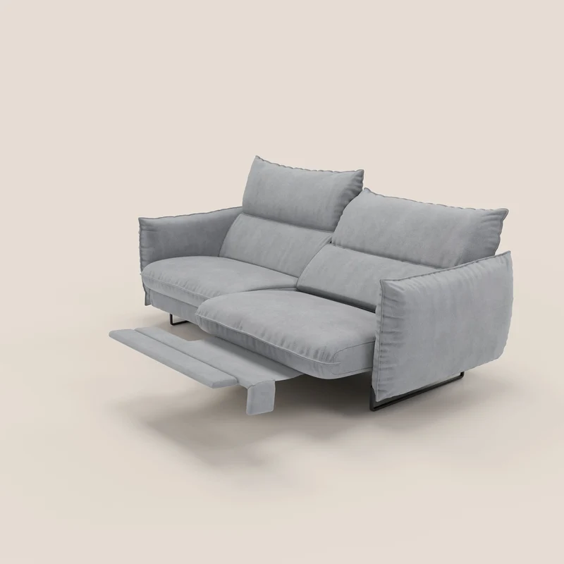 Monamour canapé au design moderne avec option relax électrique en microfibre détachable imperméable T11 gris