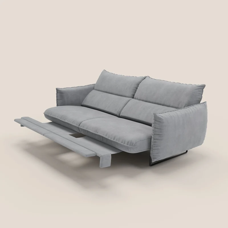 Monamour canapé au design moderne avec option relax électrique en microfibre détachable imperméable T11 gris