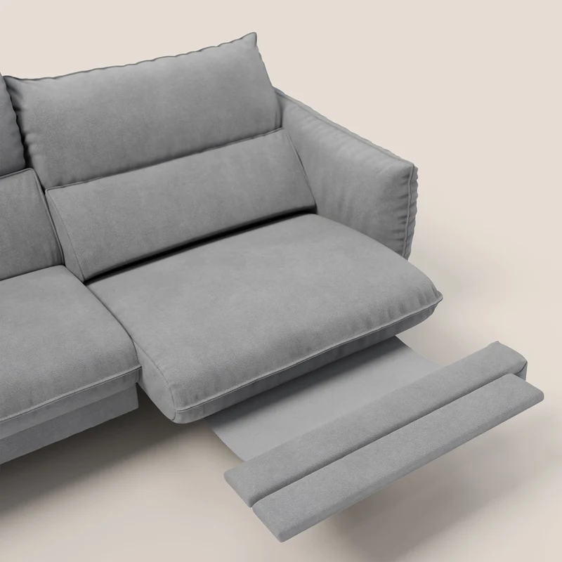 Monamour canapé au design moderne avec option relax électrique en microfibre détachable imperméable T11 gris