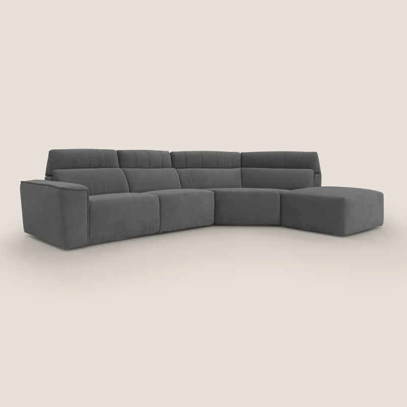Clark Canapé d'angle avec option relax électrique en tissu imperméable et détachable T17 anthracite