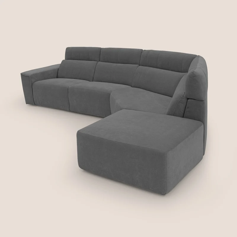 Clark Canapé d'angle avec option relax électrique en tissu imperméable et détachable T17 anthracite