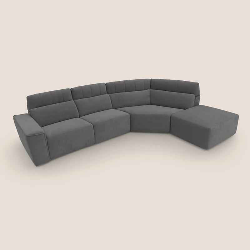 Clark Canapé d'angle avec option relax électrique en tissu imperméable et détachable T17 anthracite