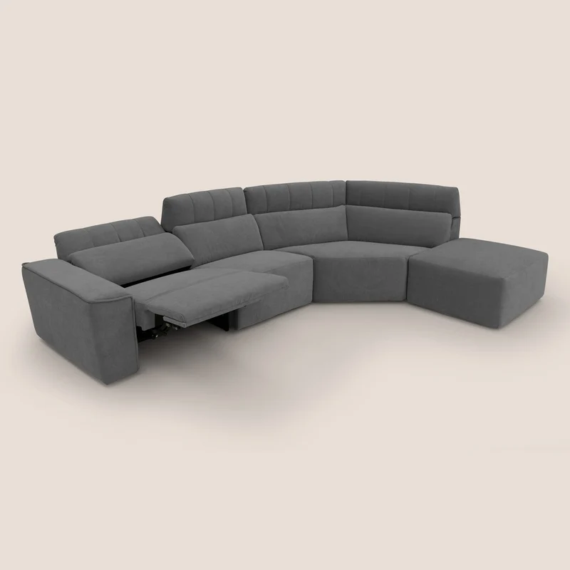Clark Canapé d'angle avec option relax électrique en tissu imperméable et détachable T17 anthracite