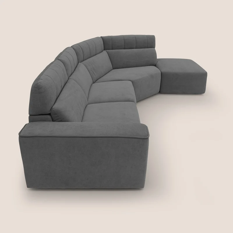 Clark Canapé d'angle avec option relax électrique en tissu imperméable et détachable T17 anthracite